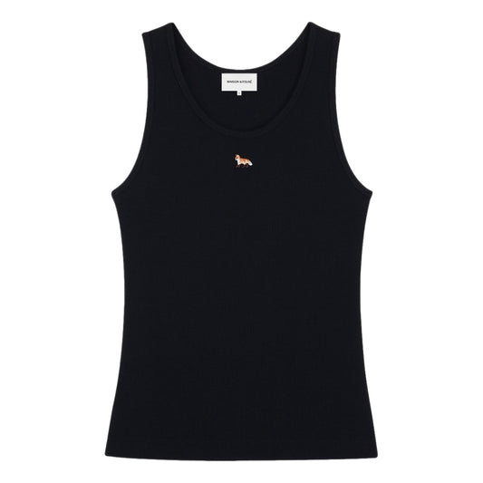 MAISON KITSUNE W BABY FOX RIBBED TANK TOP-BLACK