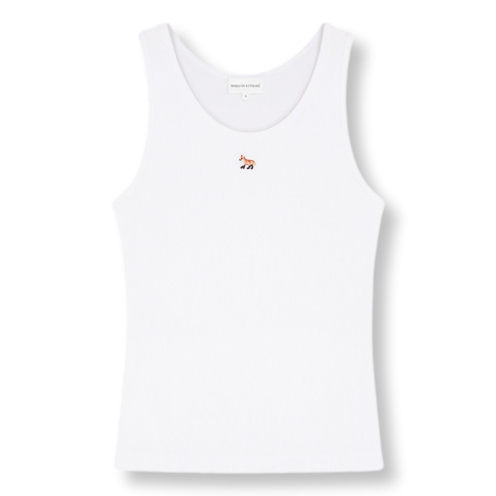 MAISON KITSUNE W BABY FOX RIBBED TANK TOP-WHITE