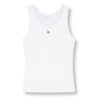 MAISON KITSUNE W BABY FOX RIBBED TANK TOP-WHITE