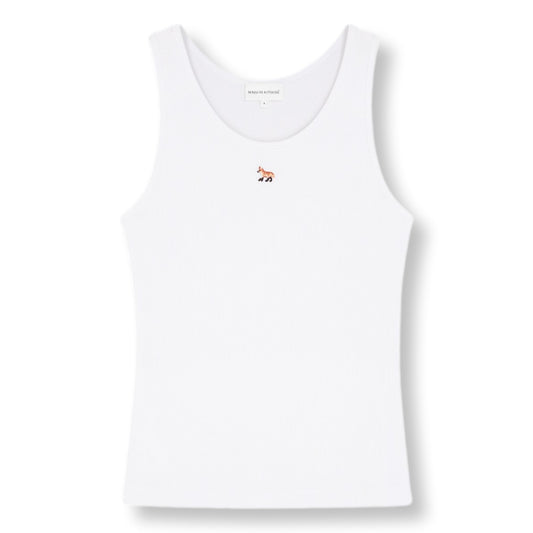 MAISON KITSUNE W BABY FOX RIBBED TANK TOP-WHITE