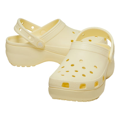 CROCS WOMEN'S CLASSIC PLATFORM CLOG-BUTTERCREAM