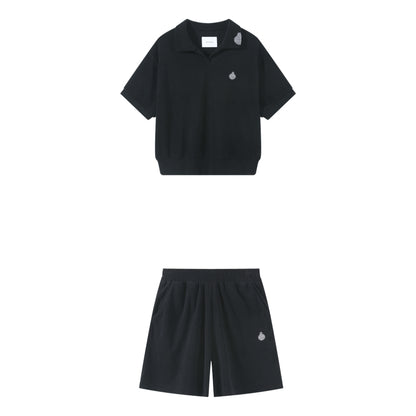 OPEN DIALOGUE W COMFY POLO SET-BLACK