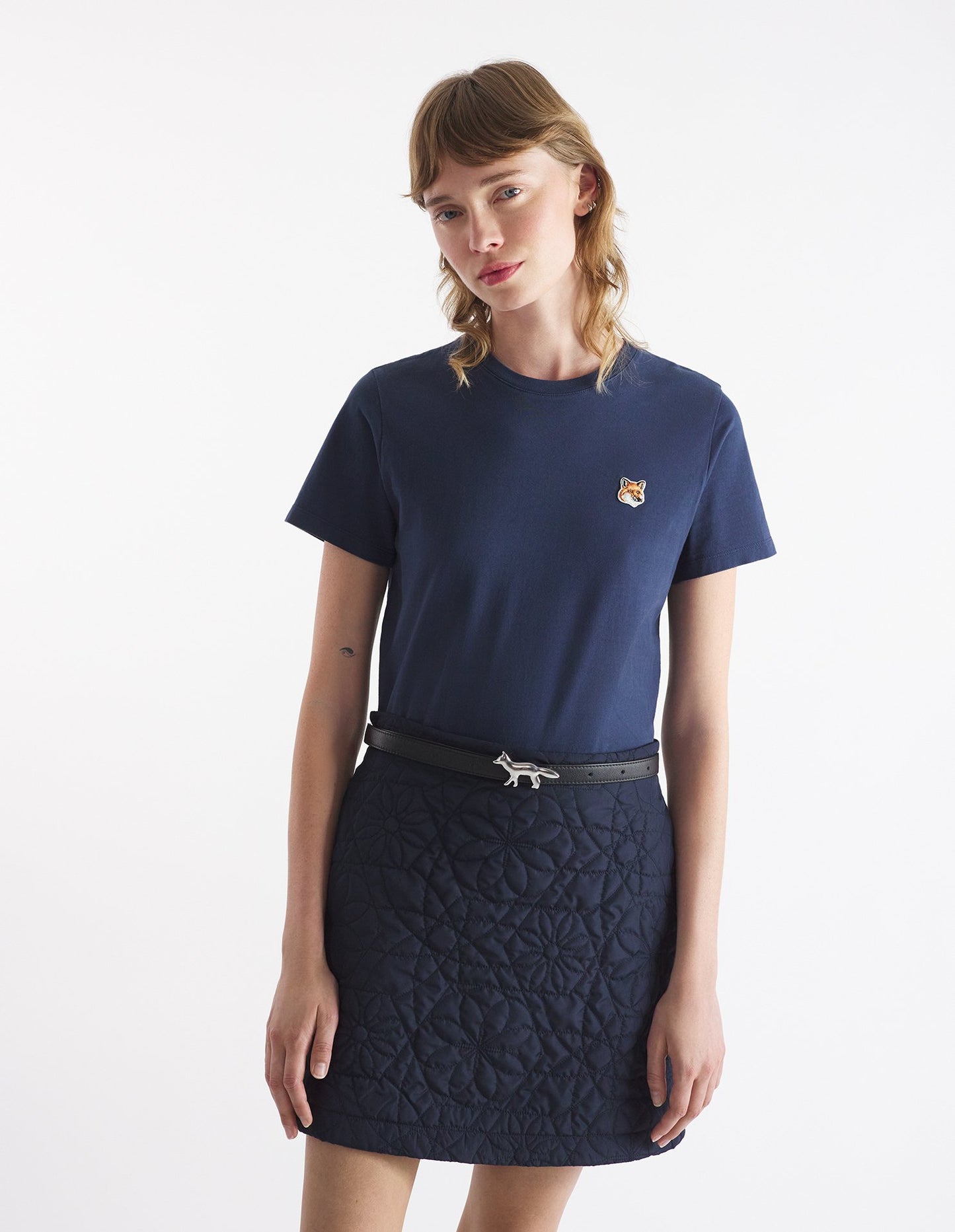 MAISON KITSUNE W FOX HEAD PATCH REGULAR TEE-SHIRT-INK BLUE