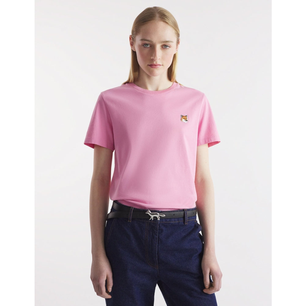 MAISON KITSUNE W FOX HEAD PATCH REGULAR TEE SHIRT-PINK