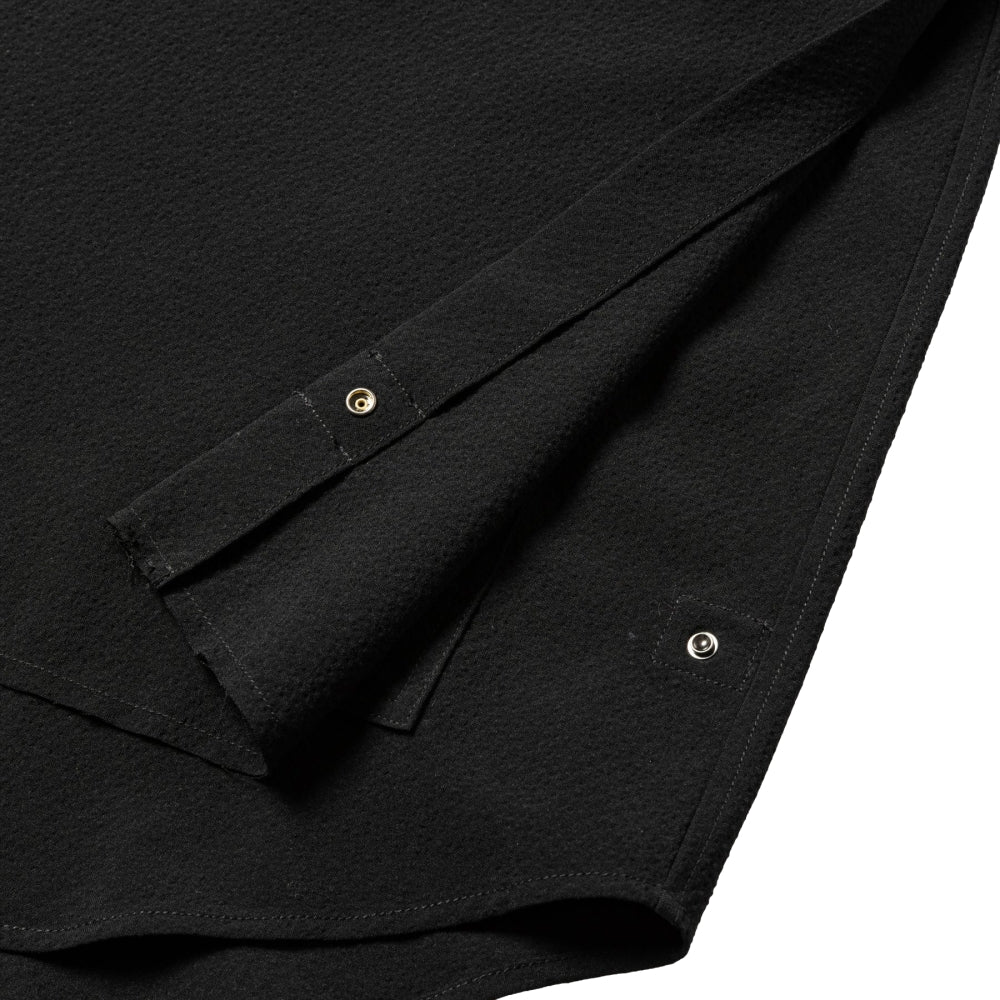 MEANSWHILE WOOL SEERSICKER SIDE SLITE L/S SHIRT-BLACK