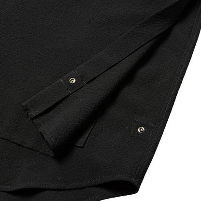 MEANSWHILE WOOL SEERSICKER SIDE SLITE L/S SHIRT-BLACK