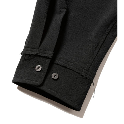 MEANSWHILE WOOL SEERSICKER SIDE SLITE L/S SHIRT-BLACK