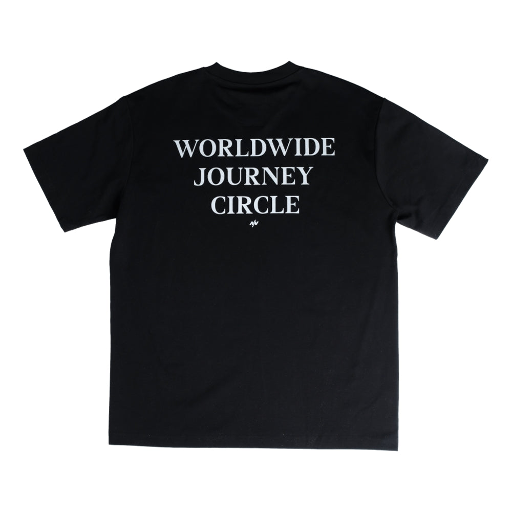 NINE POINT NINE WORLD JORUNEY CIRCLE S/S TEE-BLACK