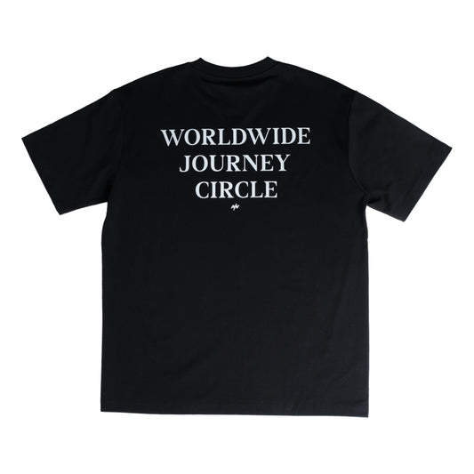 NINE POINT NINE WORLD JORUNEY CIRCLE S/S TEE-BLACK