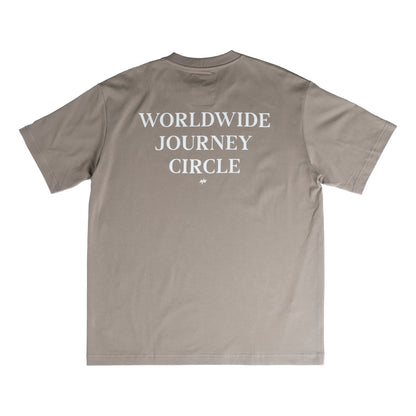 NINE POINT NINE WORLD JORUNEY CIRCLE S/S TEE-KHAKI