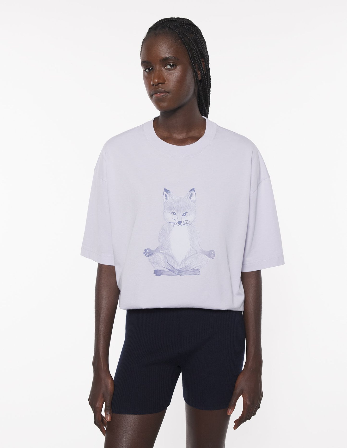 MAISON KITSUNE W YOGA FOX BOXY TEE-SHIRT-SOFT MAUVE