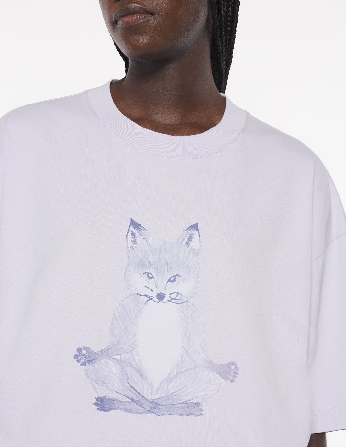 MAISON KITSUNE W YOGA FOX BOXY TEE-SHIRT-SOFT MAUVE