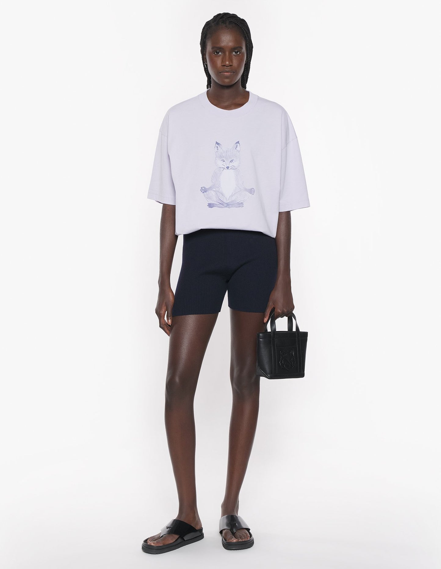 MAISON KITSUNE W YOGA FOX BOXY TEE-SHIRT-SOFT MAUVE