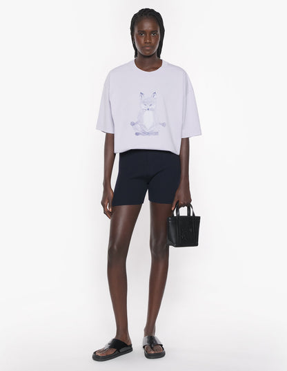 MAISON KITSUNE W YOGA FOX BOXY TEE-SHIRT-SOFT MAUVE