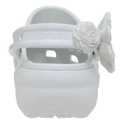 CROCS WOMEN'S CLASSIC PLATFORM BOUQUET CLOG-WHITE