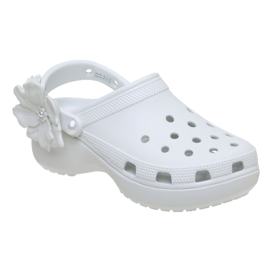 CROCS WOMEN'S CLASSIC PLATFORM BOUQUET CLOG-WHITE