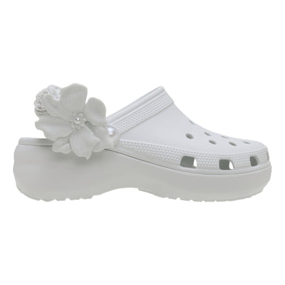CROCS WOMEN'S CLASSIC PLATFORM BOUQUET CLOG-WHITE