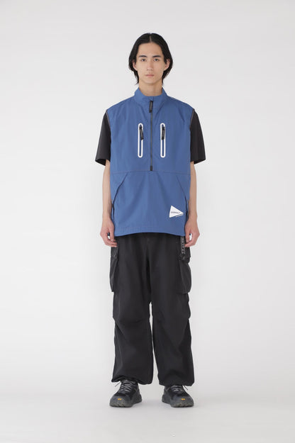AND WANDER X GRAMICCI BRUSHED NYLON VEST-BLUE