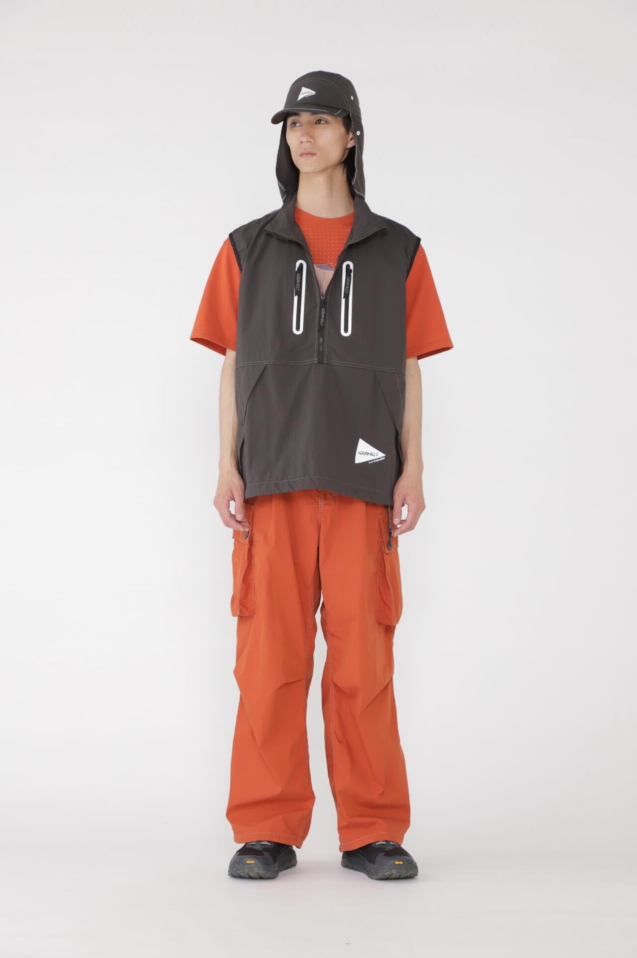 AND WANDER X GRAMICCI BRUSHED NYLON VEST-CHARCOAL