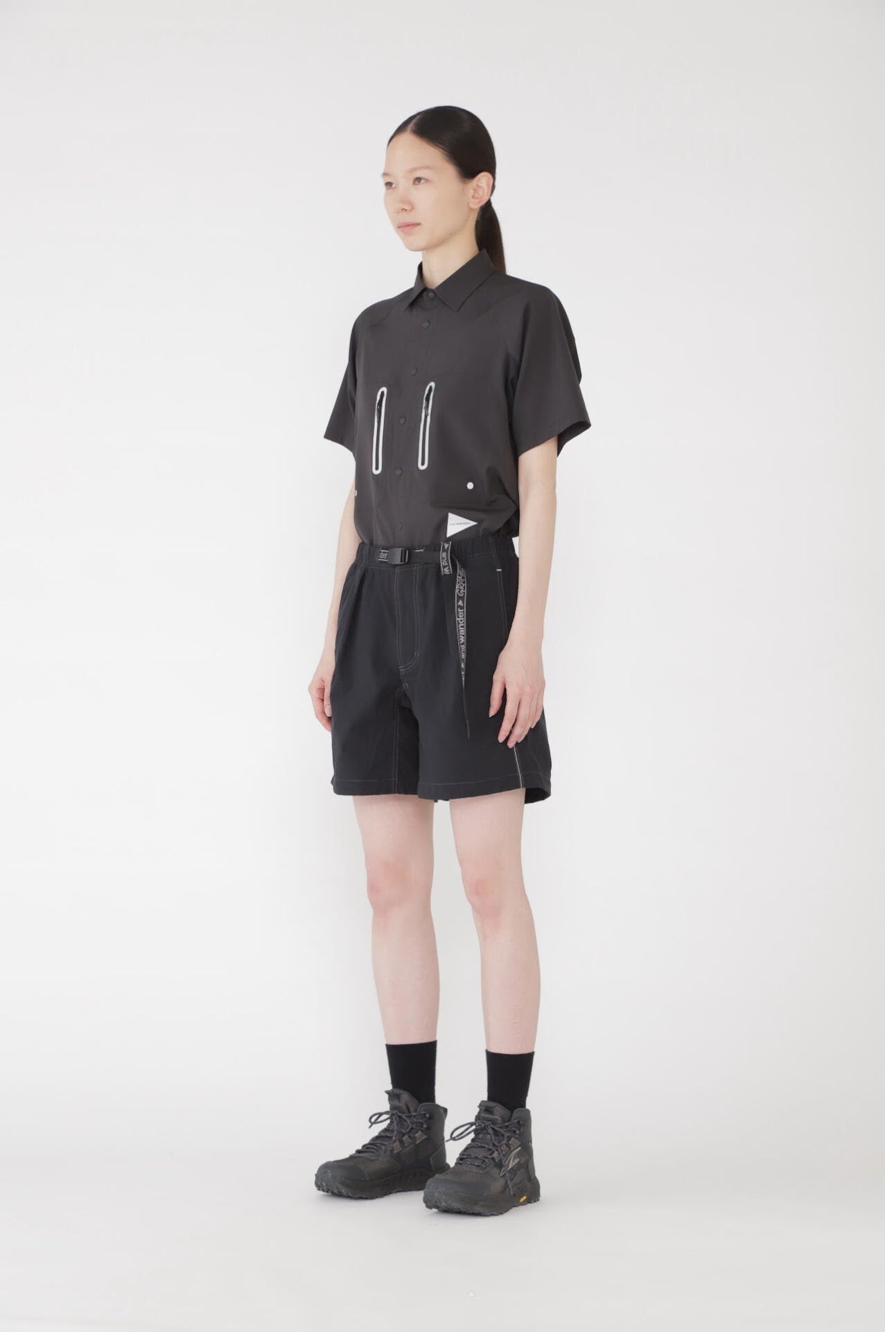 AND WANDER X GRAMICCI W NYLON G-SHORT-BLACK