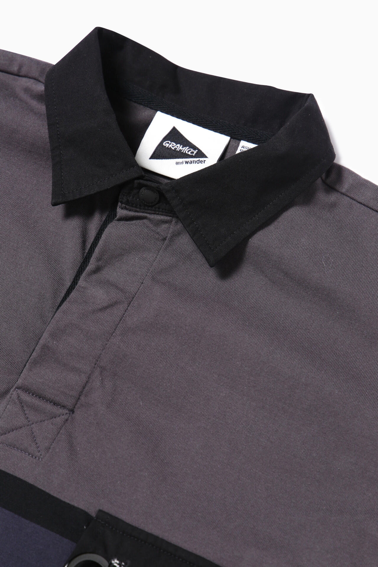 AND WANDER X GRAMICCI TECH RUGBY SHIRT-CHARCOAL
