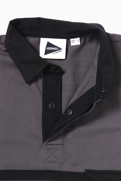 AND WANDER X GRAMICCI TECH RUGBY SHIRT-CHARCOAL