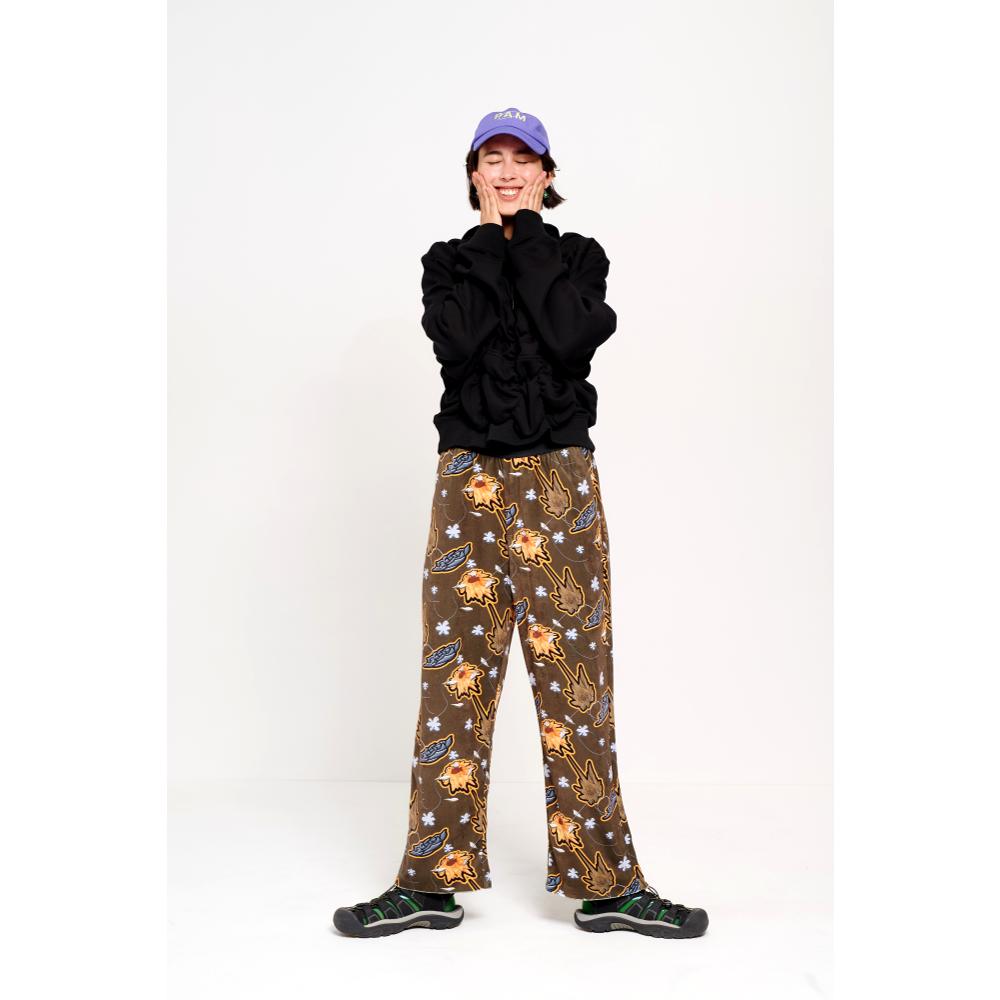 METALLIC FLORAL VELOUR LEISURE PANTS