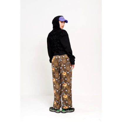METALLIC FLORAL VELOUR LEISURE PANTS