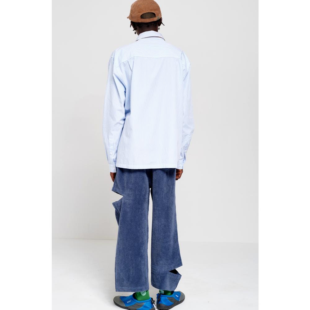 THE ART OF GOING OVER BLUE AND WHITE STRIPE LS SHIRT