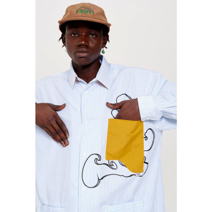 THE ART OF GOING OVER BLUE AND WHITE STRIPE LS SHIRT