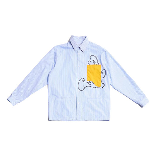 THE ART OF GOING OVER BLUE AND WHITE STRIPE LS SHIRT