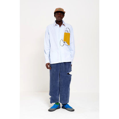 THE ART OF GOING OVER BLUE AND WHITE STRIPE LS SHIRT