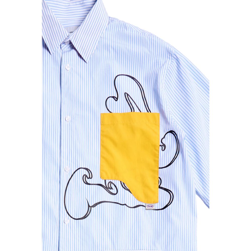 THE ART OF GOING OVER BLUE AND WHITE STRIPE LS SHIRT