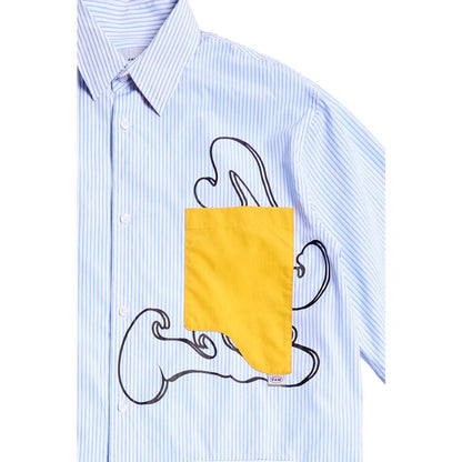 THE ART OF GOING OVER BLUE AND WHITE STRIPE LS SHIRT