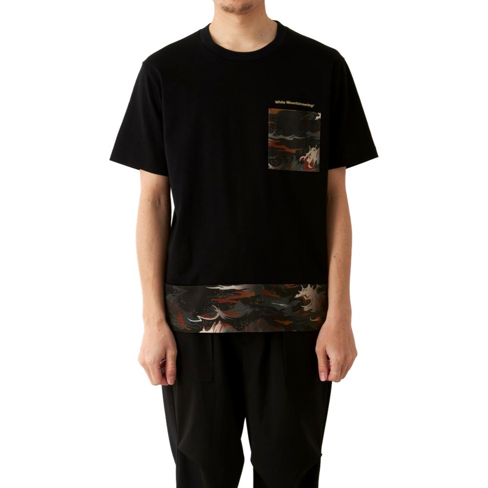 WAVE CAMOUFLAGE PRINTED CONTRASTED T-SHIRT